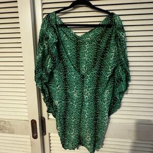 Emerald Leopard Print Women's Blouse